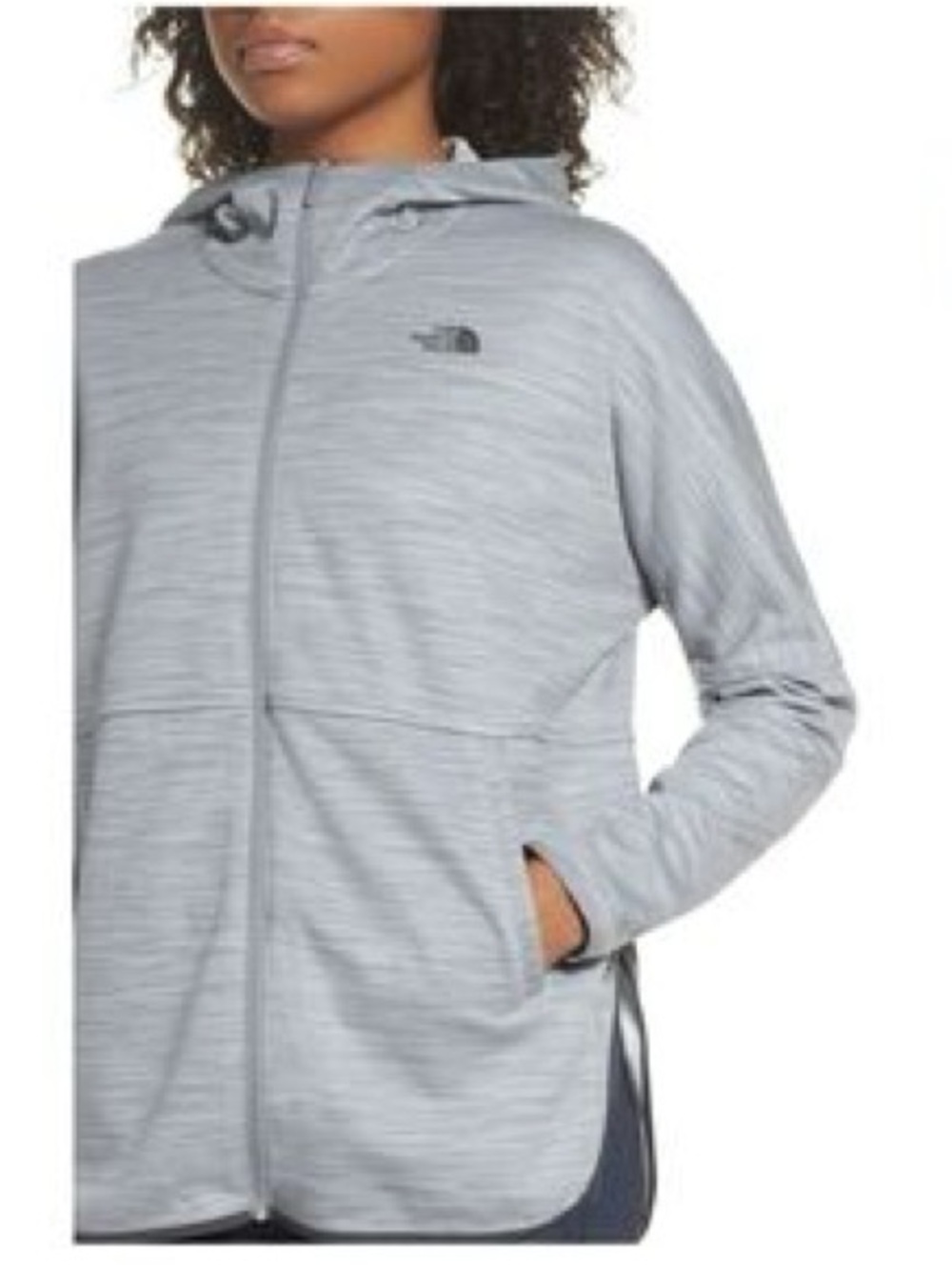 The North Face Slacker Hooded Full Zip Jacket Grey Spacer Knit Curved Hem M